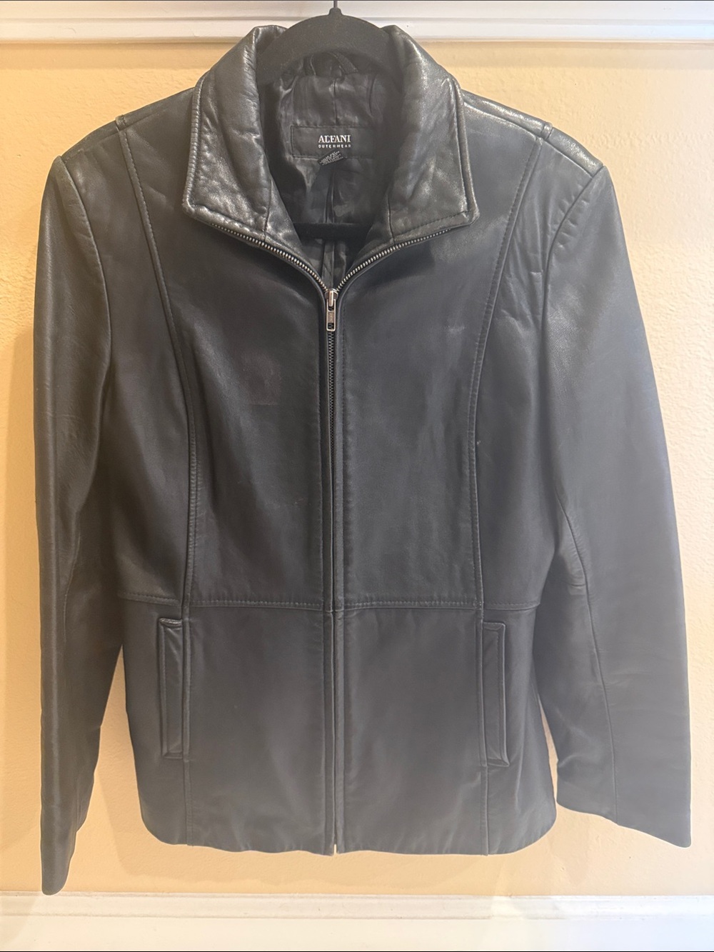 Alfani Black Leather Outerwear Jacket